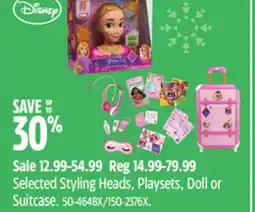Canadian Tire Disney Selected Styling Heads, Playsets, Doll or Suitcase offer