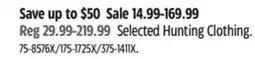 Canadian Tire Selected Hunting Clothing offer