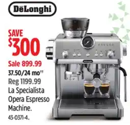 Canadian Tire DeLonghi La Specialista Opera Espresso Machine offer