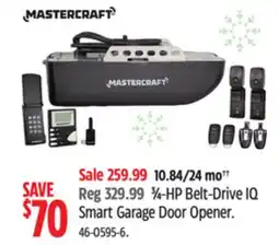 Canadian Tire Mastercraft 3⁄4-HP Belt-Drive IQ Smart Garage Door Opener offer