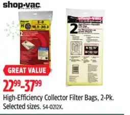 Canadian Tire Shop-vac High-Efficiency Collector Filter Bags offer