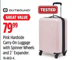 Canadian Tire Outbound Pink Hardside Carry-On Luggage with Spinner Wheels and 2˝ Expander offer
