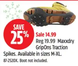 Canadian Tire Maxxdry GripOns Traction Spikes. Available in sizes M-XL offer