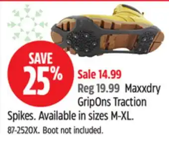 Canadian Tire Maxxdry GripOns Traction Spikes. Available in sizes M-XL offer