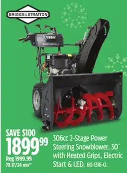 Canadian Tire Briggs & Stratton 306cc 2-Stage Power Steering Snowblower offer