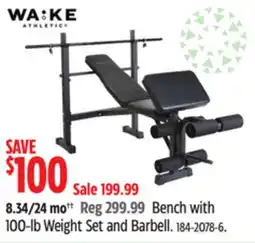Canadian Tire Bench with 100-lb Weight Set and Barbell offer