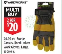 Canadian Tire Suede Canvas-Lined Unisex Work Gloves, Large offer