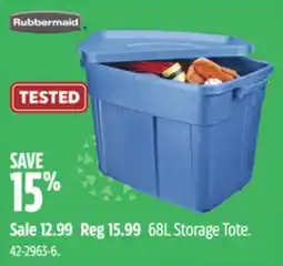 Canadian Tire Rubbermaid 68L Storage Tote offer