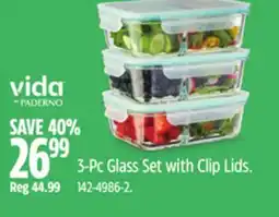 Canadian Tire Vida by PADERNO 3-Pc Glass Set with Clip Lids offer