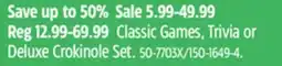 Canadian Tire Classic Games, Trivia or Deluxe Crokinole Set offer