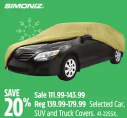 Canadian Tire Simoniz Selected Car, SUV and Truck Covers offer