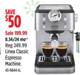 Canadian Tire De'Longhi Linea Classic Espresso Machine offer