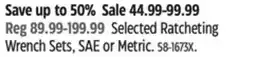 Canadian Tire Maximum Selected Ratcheting Wrench Sets offer