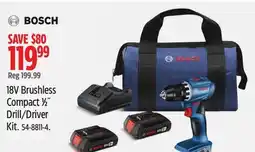 Canadian Tire BOSCH 18V Brushless Compact 1⁄2˝ Drill/Driver Kit offer
