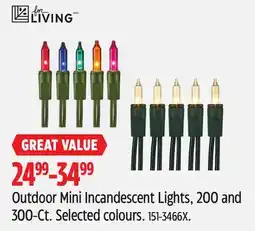 Canadian Tire For Living Outdoor Mini Incandescent Lights, 200 and 300-Ct offer
