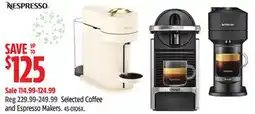 Canadian Tire Selected Coffee and Espresso Makers offer
