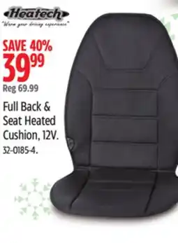 Canadian Tire Heatech 12V Full Back & Seat Heated Cushion offer