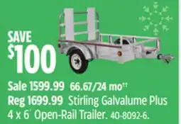 Canadian Tire Stirling Galvalume Plus 4 x 6´ Open-Rail Trailer offer