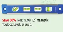 Canadian Tire Mastercraft 12˝ Magnetic Toolbox Level offer