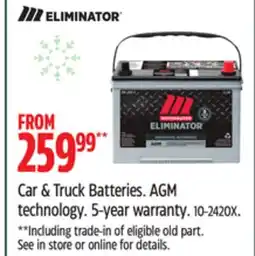 Canadian Tire Motomaster Car & Truck Batteries. AGM technology offer