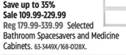 Canadian Tire Selected Bathroom Spacesavers and Medicine Cabinets offer
