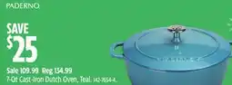 Canadian Tire Paderno 7-Qt Cast-Iron Dutch Oven, Teal offer
