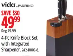 Canadian Tire Vida by PADERNO 4-Pc Knife Block Set with Integrated Sharpener offer