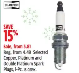 Canadian Tire Selected Copper, Platinum and Double Platinum Spark Plugs offer