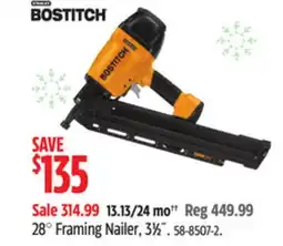 Canadian Tire Bostitch 28° Framing Nailer offer