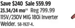 Canadian Tire Mastercraft 115V/230V MIG 180i Inverter Welder offer