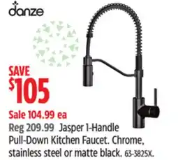 Canadian Tire Danze Jasper 1-Handle Pull-Down Kitchen Faucet. Chrome, stainless steel or matte black offer