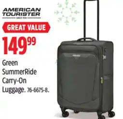 Canadian Tire American Tourister Green SummerRide Carry-On Luggage offer