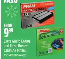 Canadian Tire Fram Extra Guard Engine and Fresh Breeze Cabin Air Filters offer