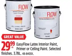 Canadian Tire EasyFlow Latex Interior Paint, Primer or Ceiling Paint Selected finishes offer