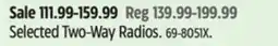 Canadian Tire Cobra Selected Two-Way Radios offer
