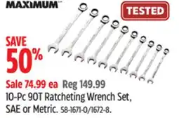 Canadian Tire Maximum 10-Pc 90T Ratcheting Wrench Set offer