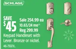 Canadian Tire Schlage Keypad Handleset with Lever offer