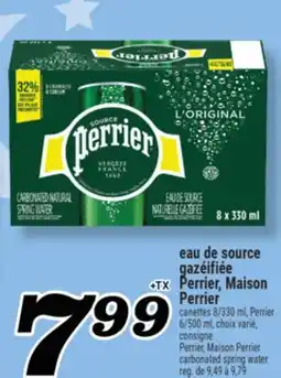 Marché Richelieu EAU DE SOURCE GAZÉIFIÉE PERRIER, MAISON PERRIER | PERRIER, MAISON PERRIER CARBONATED SPRING WATER offer