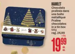 Jean Coutu HAMLET Praline chocolates in a tin box offer
