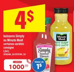 Maxi BOISSONS SIMPLY OU MINUTE MAID, 1,54 L offer