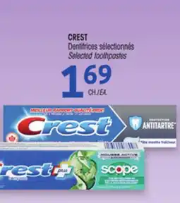 Uniprix CREST Dentifrices sélectionnés/Selected toothpastes offer