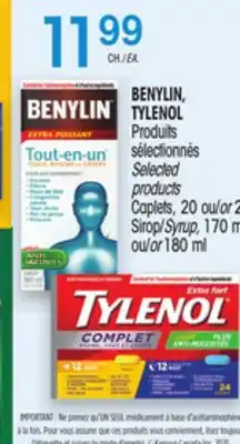 Uniprix BENYLIN, TYLENOL Produits sélectionnés/ Selected products, Caplets, Sirop/Syrup offer