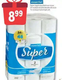 Familiprix essentiel Bathroom tissue, 24 double rolls or 16 triple rolls offer