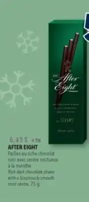 Familiprix AFTER EIGHT Rich dark chocolate straws with a luxuriously smooth mint centre, 75 g offer