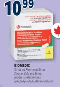 Familiprix BIOMEDIC Sinus or Cold and Sinus, selected products, 40 units offer