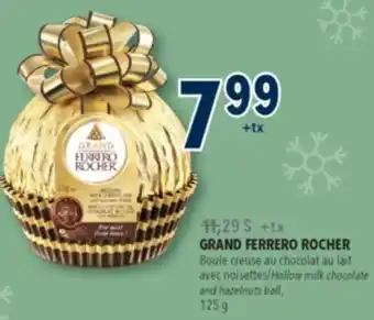 Familiprix GRAND FERRERO ROCHER Hollow milk chocolate and hazelnuts ball, 125 g offer