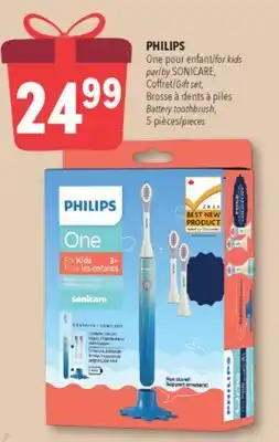 Familiprix PHILIPS, One for kids by SONICARE, Gift set, Battery toothbrush, 5 pieces offer