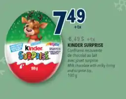 Familiprix KINDER SURPRISE, Milk chocolate with milky lining and surprise toy, 100 g offer