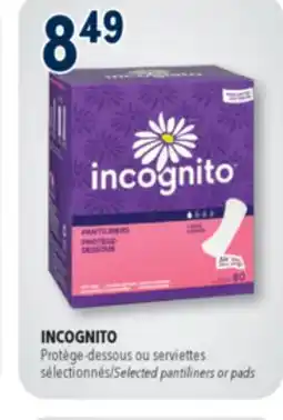 Familiprix INCOGNITO Selected pantiliners or pads offer