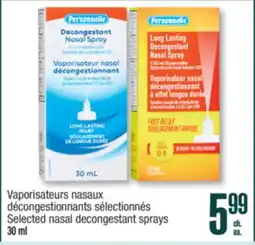 Jean Coutu PERSONNELLE Selected nasal decongestant sprays offer